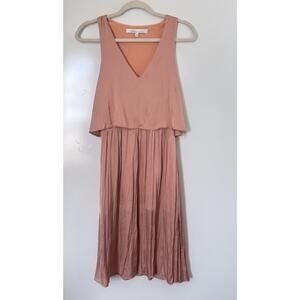 Lovers + Friends Rust Peach Sleeveless Midi Dress Layered V Neck Size XS